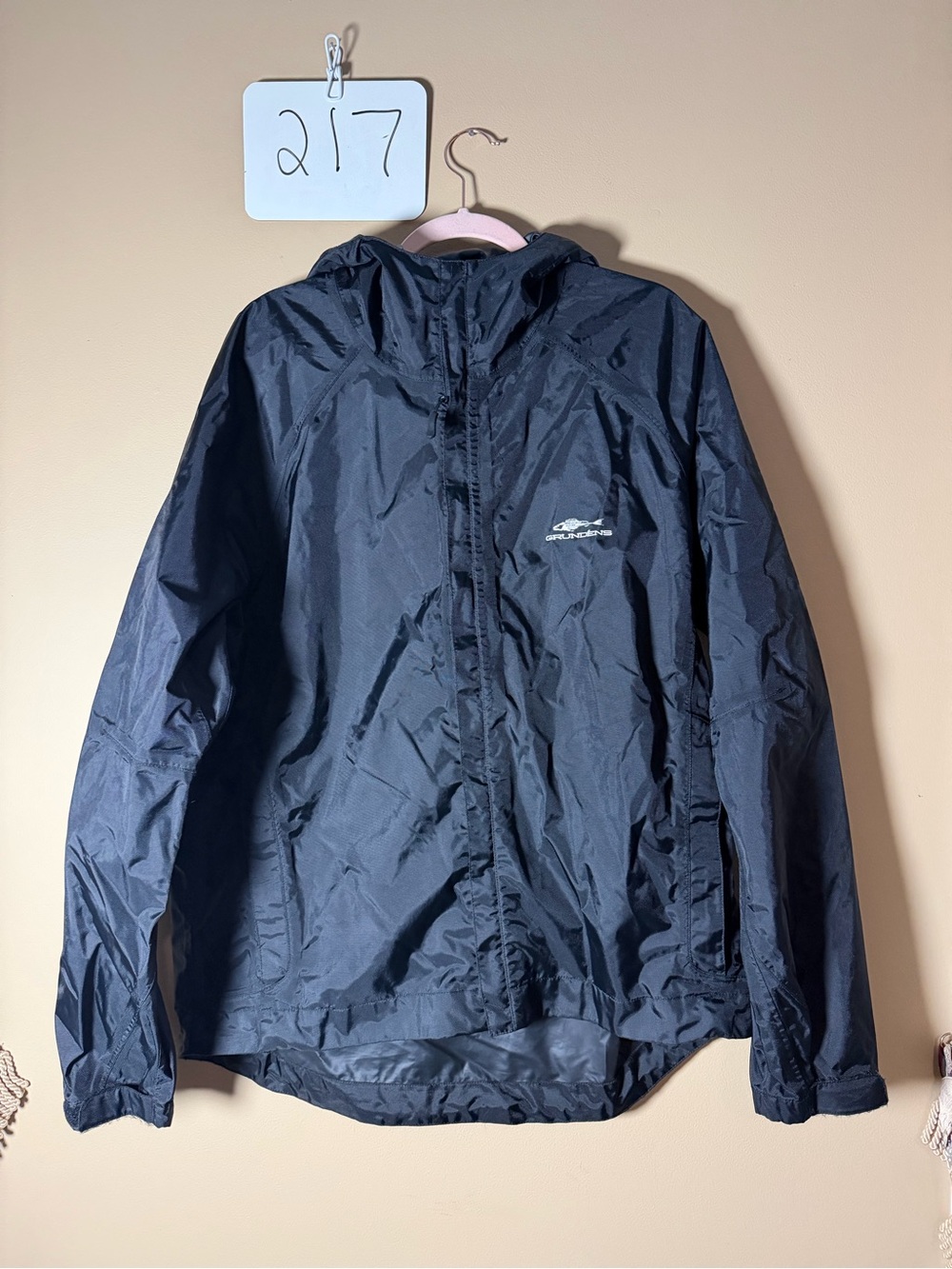 Grundens Men's Black Rain Jacket with Hood - Weather-Resistant Shell